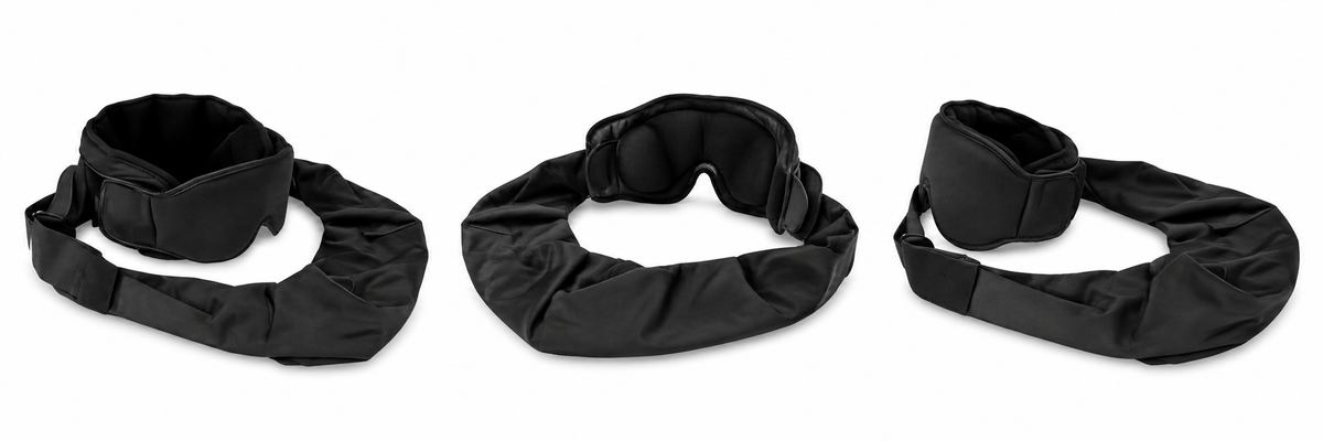 NestAway sleep mask from three angles